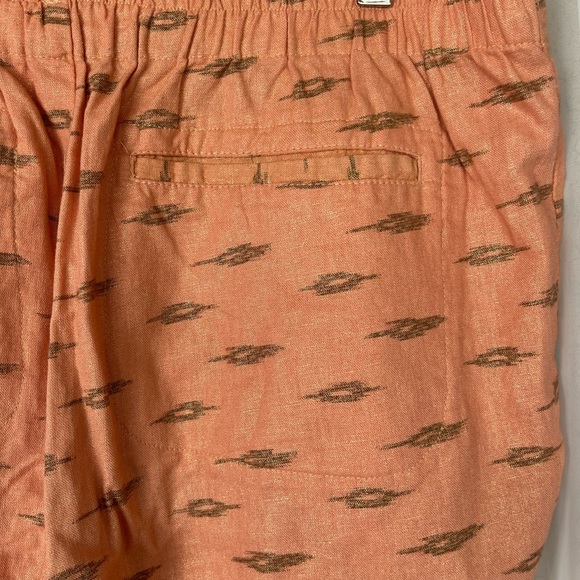 Free People linen aztec print ankle pants.color Peach Size L - Picture 9 of 14